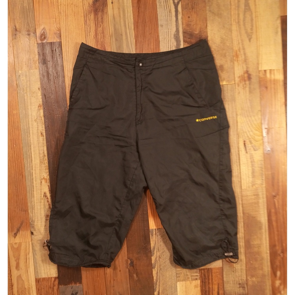 Converse Womens Black Yellow Ripstop Capri Athletic Pants Size M‎ 170/76A